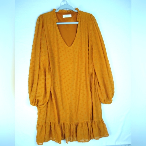 ALTAR'D STATE A Beautiful Soul Orange Dress Swiss Dots Women's Size C, 3X, 22-24 - Picture 2 of 9